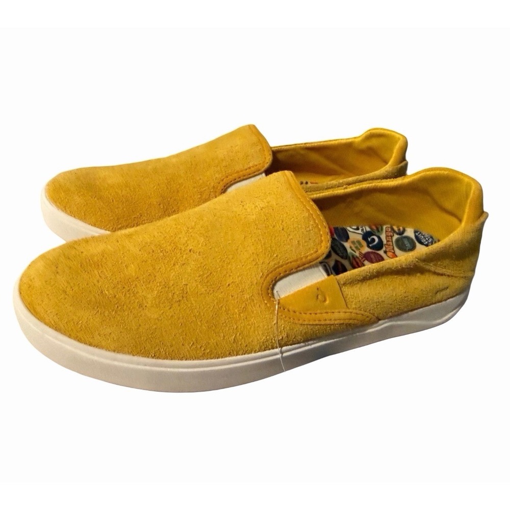Olukai Lae'Ahi Suede Shoes Mens Sz 12 Mango Yellow Gold Slip On Sneakers Loafers